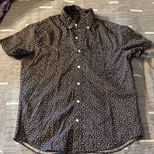 J. Crew Navy Short-Sleeve Button-Down with Small Floral Print